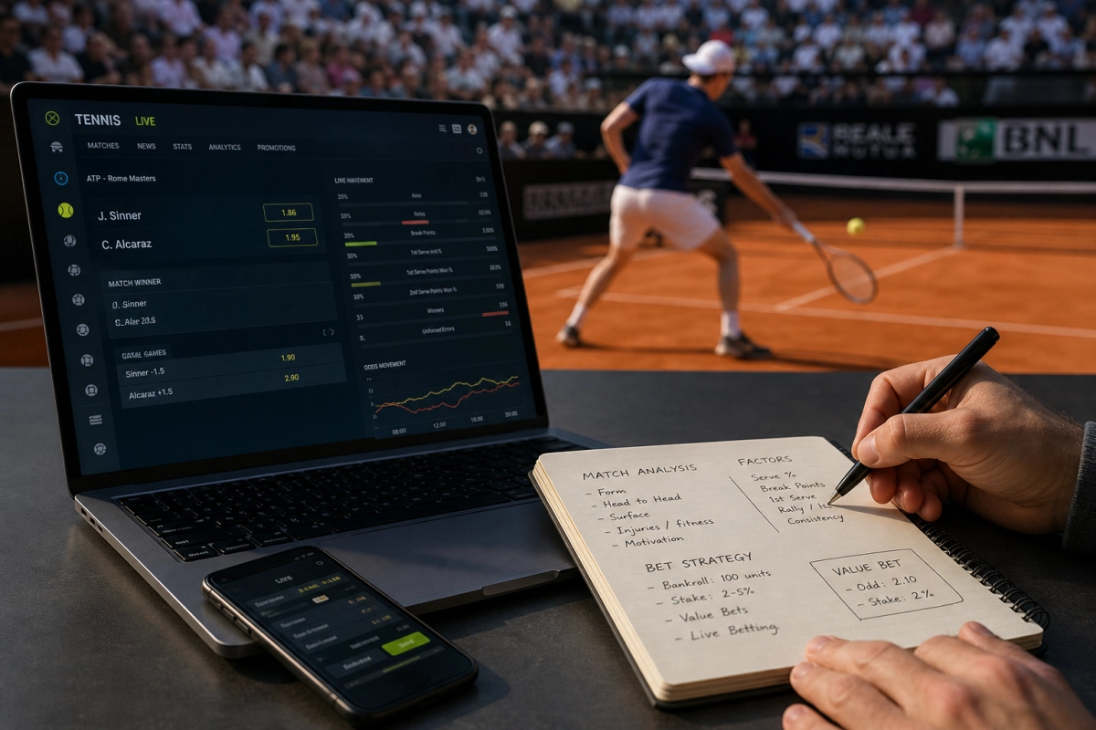 Wedden op Tennis: Markten, Factoren en Slimme Inzetstrategieën